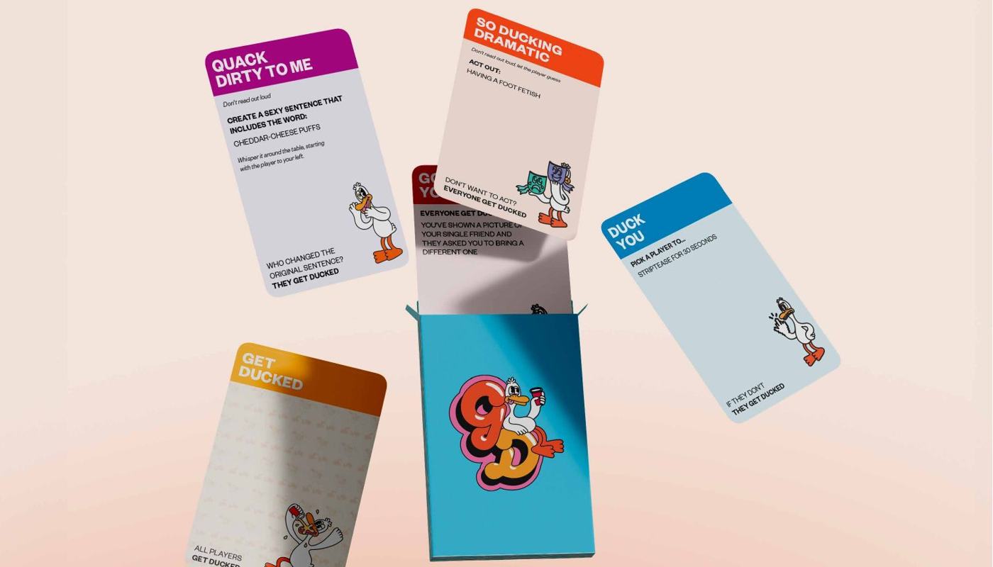 Game cards fanned out in category colours